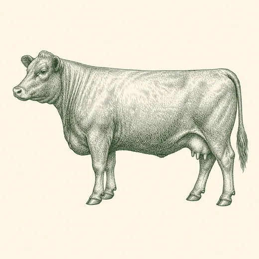 Vintage engraving of a beef cattle cow