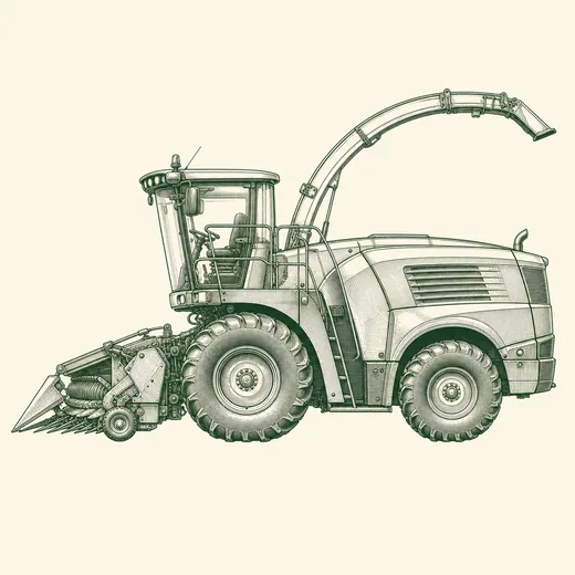 Vintage engraving of a self-propelled forage harvester