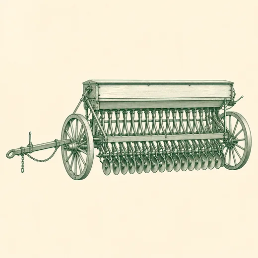 Vintage engraving of a grain drill