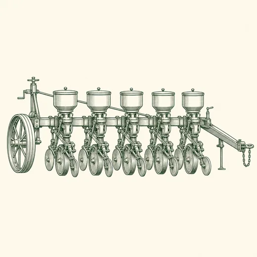 Vintage engraving of a classic row-crop planter