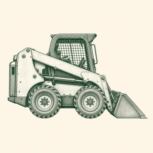 Vintage engraving of a classic skid steer loader